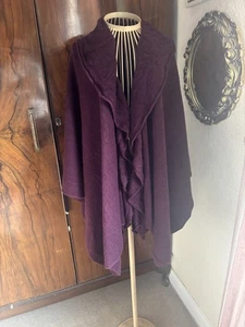 Fantastic Next Burgundy Knitted Poncho Shawl Ruffle Edge Cape One Size - Picture 1 of 4
