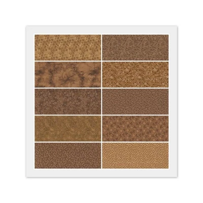 BROWN 100% Quilting Cotton Fabric - 10 FAT QUARTERS or 20 Strip JELLY ROLL - Image 1 of 4