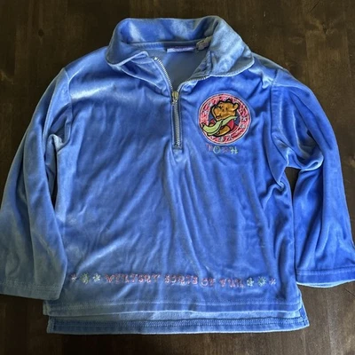 VTG Disney 100 Acre Wood Collection Girls Velvet Qtr Zip M (5/6) Pooh Winter - Image 1 of 4