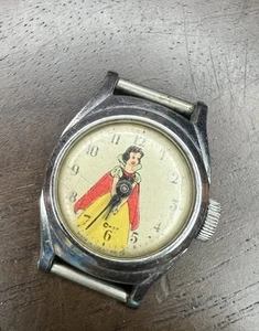 VINTAGE SNOW WHITE 1950 UK TIME WRISTWATCH - BROKEN/FOR PARTS - Picture 1 of 6
