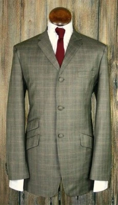 mod suit, skinhead suit Grey Red Check suit 3 button suit slim fit mod suit - Image 1 of 4