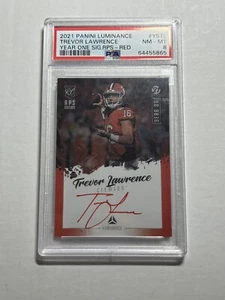 2021 Panini Lumiance Trevor Lawrence RPS Red Auto RC SP Psa 8 - Picture 1 of 2