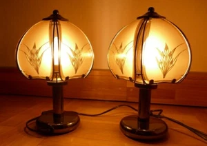 2 Stück Tischleuchten, Tischlampen,  Glasschirm, voll funktionstüchtig - Bild 1 von 3