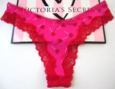VICTORIA'S SECRET Tease High Leg Thong Panty VS Pink Red Lollipops S M L XL NWT - Image 1 of 4