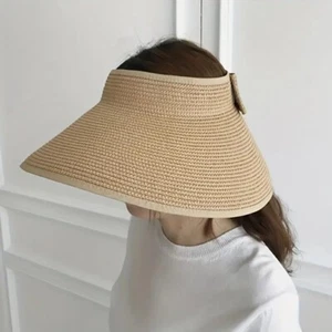Leichter Strohhut Outdoor Schirmmütze, Sommer Sonne Strand Damenhut, einfarbig - Bild 1 von 3