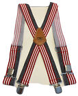 VTG CLC Red White Blue Flag Suspenders Heavy Duty 2” Custom Leathercraft