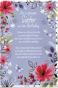 SISTER BIRTHDAY CARD ~ QUALITY CARD LOVELY VERSE ~ SIZE 9" x 6" UK MADE - Picture 1 of 2