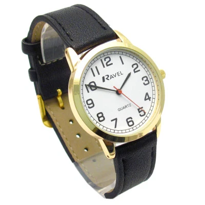 Ravel Mens Super-Clear Easy Read Quartz Watch Black Strap White Face R0132.12.1 - Image 1 of 2