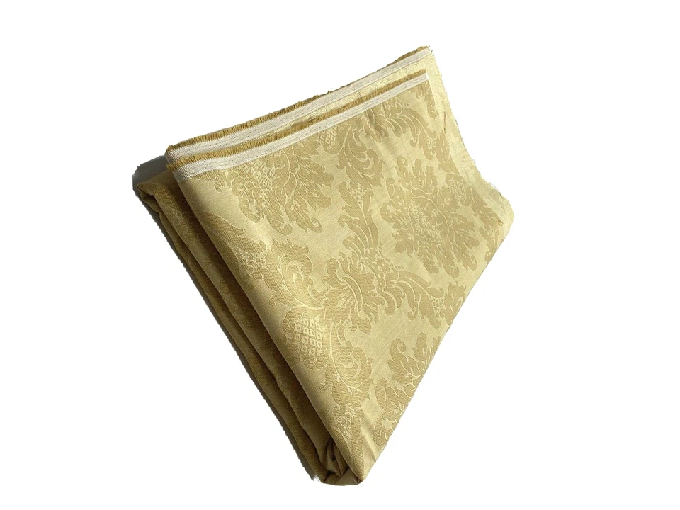 4.78 yds Luxury Vintage Medium Weight Fabric Remnant Textile Scraps Gold Damask - Image 1 of 4