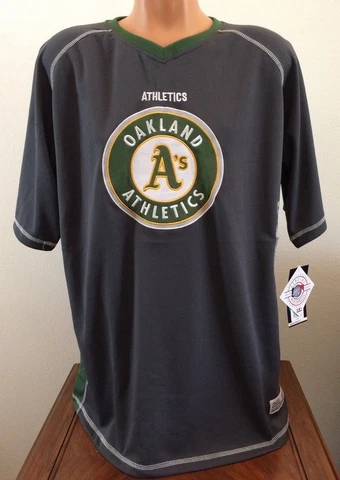Dynasty Men's Large L Short Sleeve V-Neck Shirt Top MLB Oakland A's Athletics Cover