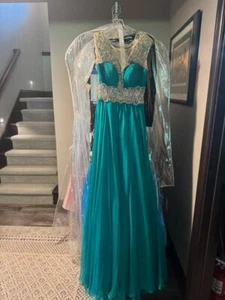Vestido de Gala de Desfile Rachel Allan 6962 Verde Jade Talla 0 ¡NUEVO CON ETIQUETAS VENTA! - Imagen 1 de 6