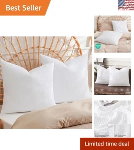 Elegant gefertigt 100 % Baumwolle Waffelmuster Euro Shams, 2er Set - 26" x 26" - Bild 1 von 10