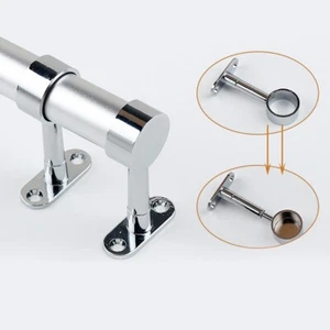 Single Piece Round Chrome Centre Support Bracket for 25mm Wardrobe Rail Rod - Picture 1 of 10