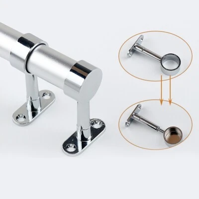 Single Piece Round Chrome Centre Support Bracket for 25mm Wardrobe Rail Rod - Image 1 of 4