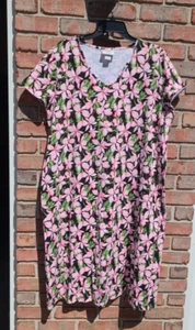 Essentials by Maggie Tropical Floral Hawaiian Dress Pink 18/20 Women Vintage - Picture 1 of 5
