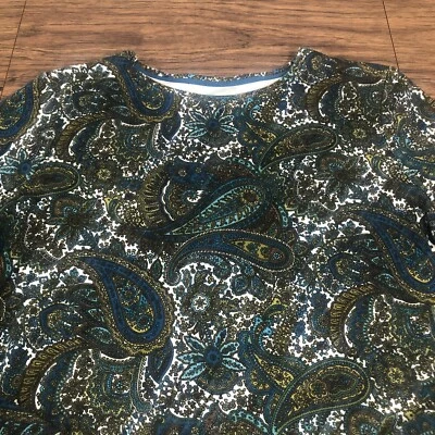 Charter Club Petite Pima Cotton Blouse Top Womens PS Long Sleeve Paisley - Image 1 of 4
