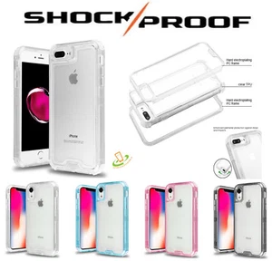 For iPhone XS Max XR X 8 7 6s Plus Armor Hybrid Rubber Protective TPU Case Cover - Picture 1 of 41