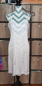 Vestido sin tirantes completo vintage Vanity Fair para mujer talla 36 M blanco roto crema encaje nailon - Imagen 1 de 6