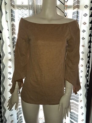 Blusa Blush Vintage Anos 90 Nova Com Etiqueta Marrom Médio Mangas Divididas Pescoço de Barco Y2K Festival Gótico - Imagem 1 de 4