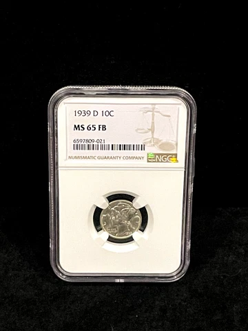 1939 D FB Mercury Dime NGC MS-65 FB W/Free Shipping Cover