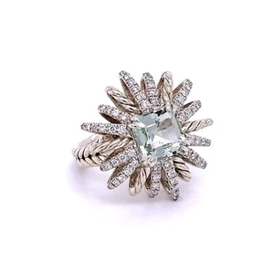 DAVID YURMAN - Anillo Starburst 23 mm con prasiolita y diamantes ~ costó $1,900 ~ - Imagen 1 de 11