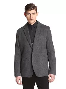 NWT $498 Edun Two Button Brushed wool blend gray Charcoal Blazer jacket 44 - Picture 1 of 2
