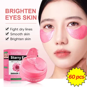 60 PCS UNDER EYE PADS DAMASK ROSE COLLAGEN MASK HYDRATING ANTI AGING WRINKLES - Picture 1 of 7
