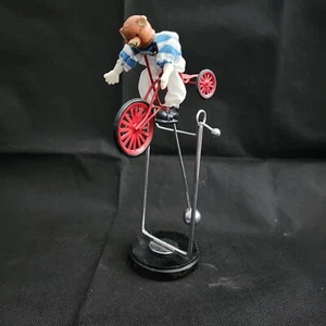 Balance Pendulum Figure Circus Clown Bear On Bicycle Push Toy Metal Kinetic Toy - Picture 1 of 11