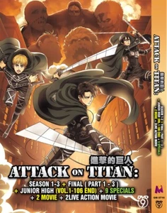 DVD ANIME ATTACK ON TITAN SEA 1-3 + JUNIOR HIGH + 9+2+2 LIVE ACTION MOVIE - Picture 1 of 8