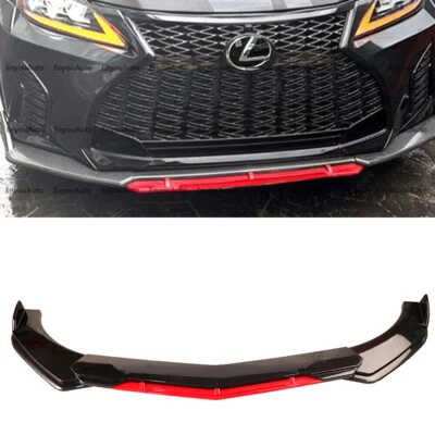 For Lexus LS460 LS500 Universal Front Bumper Lip Spoiler Splitter Black Red - Imagem 1 de 4