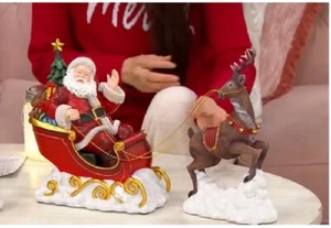 Santa in Sleigh with Reindeer by Valerie - Picture 1 of 3