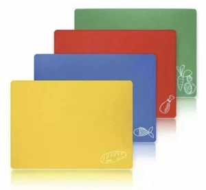 Paquete de 4 tapetes flexibles 12"" x 15"" juego de código de color tabla de cortar flexible cocina - Imagen 1 de 3