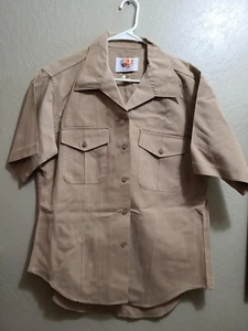 USN Navy E-6 Uniform Khaki Shirt Military Short Sleeve 16 1/2 DLA Valor - Picture 1 of 6
