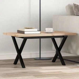 Couchtisch X-Gestell 80x50x40,5cm Massivholz Kiefer & Stahl - Bild 1 von 10