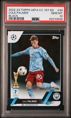 2022-23 Topps UEFA CC 1st Edition #34 Cole Palmer Black 10/10 PSA 10 pop 1 - Image 1 of 2