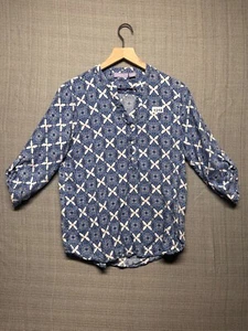 Laura Scott Women's Blouse Blue Button V-Neck 3/4 Sleeve pullover Size S - Picture 1 of 9
