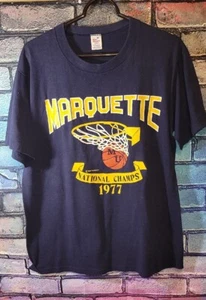 Vintage 1977 Marquette Basketball National Champions T Shirt Size Large NCAA - Picture 1 of 4