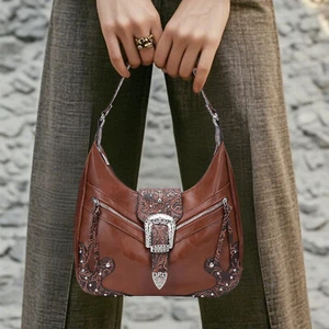 Tote Bag Retro Hobo Bag New Single-Shoulder Bag Hand-Held Women Bag Coffee - Picture 1 of 7