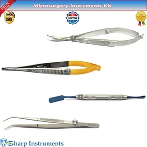 Micro Surgery Instruments Dental Kit Needle Holder College Tweezer Noyes Scissor - Picture 1 of 6