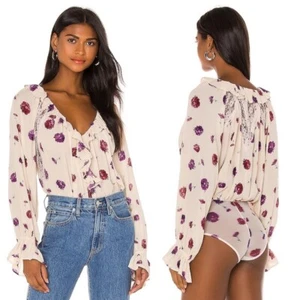 NWT Free People Poppy Printed Bodysuit Size Small - Picture 1 of 8