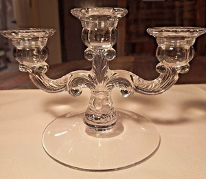 Schöner Vintage Kerzenleuchter klar Pressglas dreifach - Bild 1 von 6