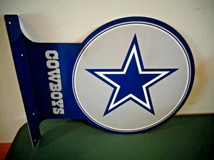 NFL TEAM SPORTS DOUBLE SIDED DALLAS COWBOYS METAL FLANGE TIN SIGN - Picture 1 of 6