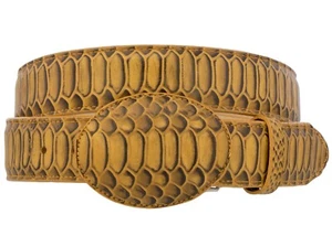 Western Cowboy Belt Buttercup Snake Pattern Leather Removable Rodeo Buckle - Imagen 1 de 4