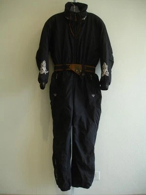 Women's 8 Obermeyer Black One-Piece Ski Suit Snowsuit Snowboard Embroidered Warm - Image 1 of 4