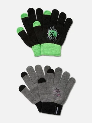 Handschuhe Minecraft schwarz grau grün TNT Creepers 2 Paar