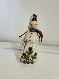 Jim Shore FOLKLORE PUPAZZO DI NEVE CON CUORE APPESO ORNAMENTO NATALIZIO con etichetta - Foto 1 di 9