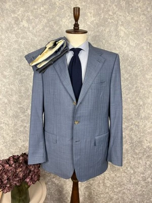 Corneliani Light Blue Striped Wool Italian Formal Suit 42 L, EU 52 L W35 L32 - Image 1 of 4