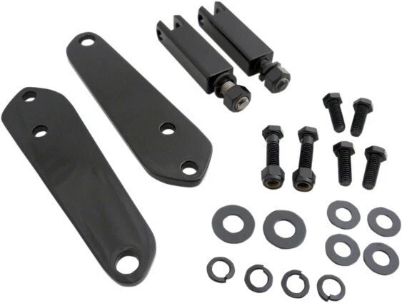 Drag Specialties Pair Black Highway Foot Peg Mount Kit for 91-17 Harley Dyna FXD - Image 1 of 1