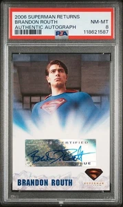 Superman Returns Brandon Routh On Card Auto 2006 Topps Superman SP PSA 8 RARE - Picture 1 of 2