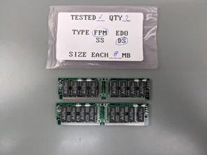 (2) 8MB FPM SIMMs, 72-pin RAM Memory Sticks (16MB Total) F12G4S4B - Picture 1 of 3